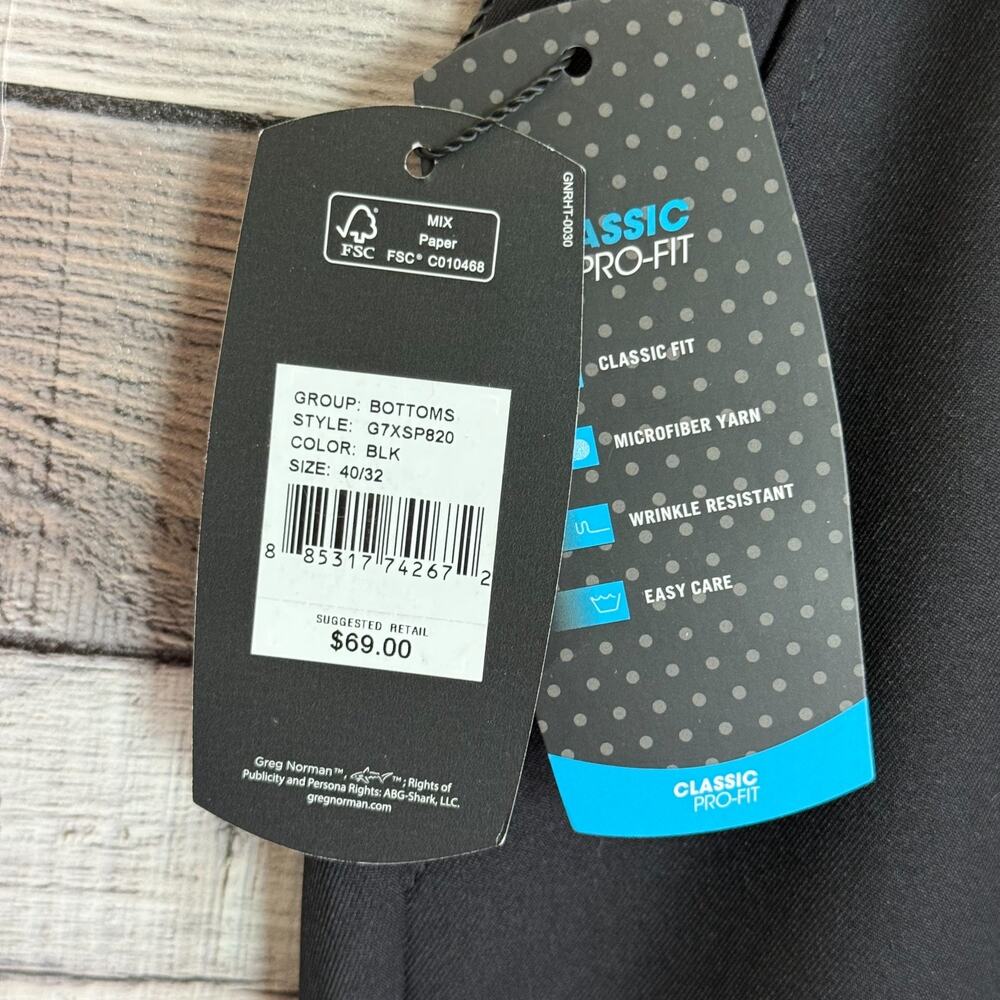 Greg Norman Mens Classic Golf Pants 40x32 Black Pleated Business Pro Fit NEW - Picture 4 of 9